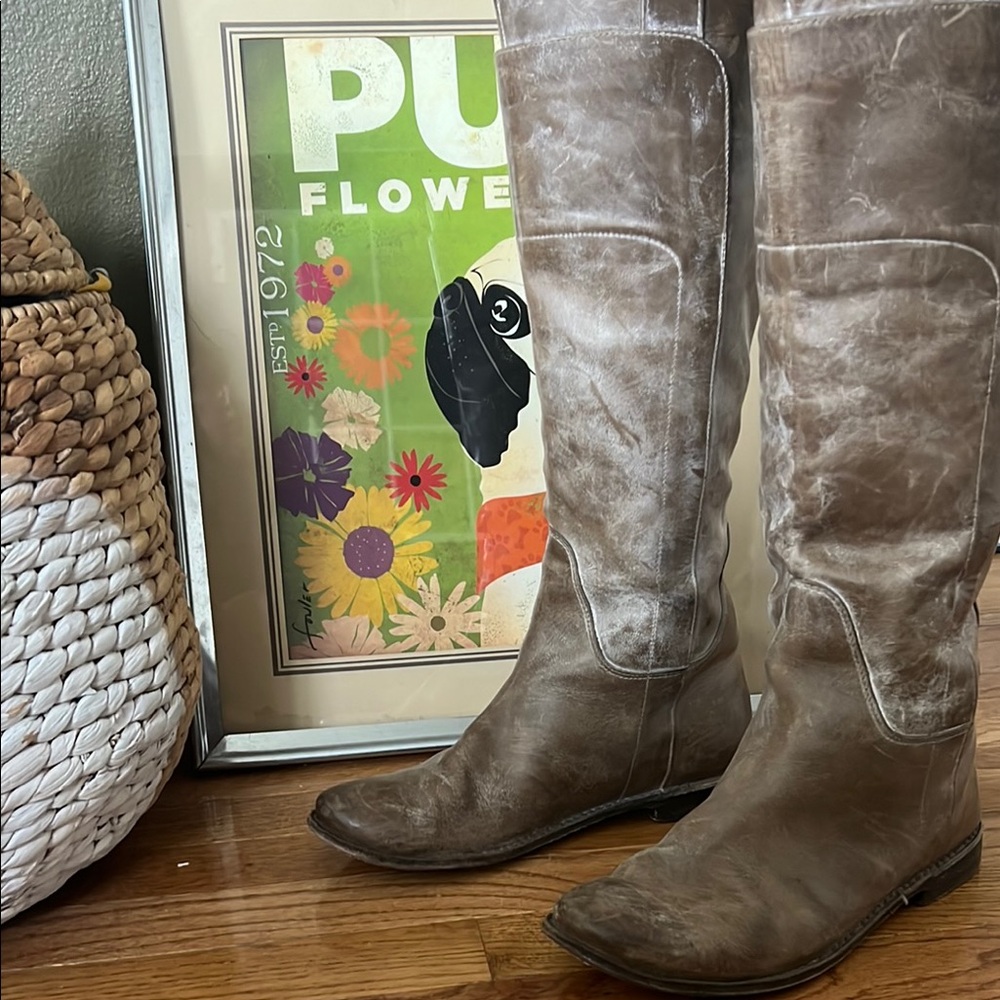 Frye Taupe Brown Leather Knee-High Boots